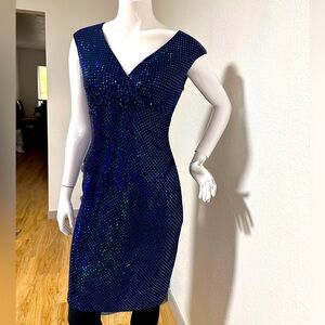 Connected Apparel dress blue lace/glitter.
